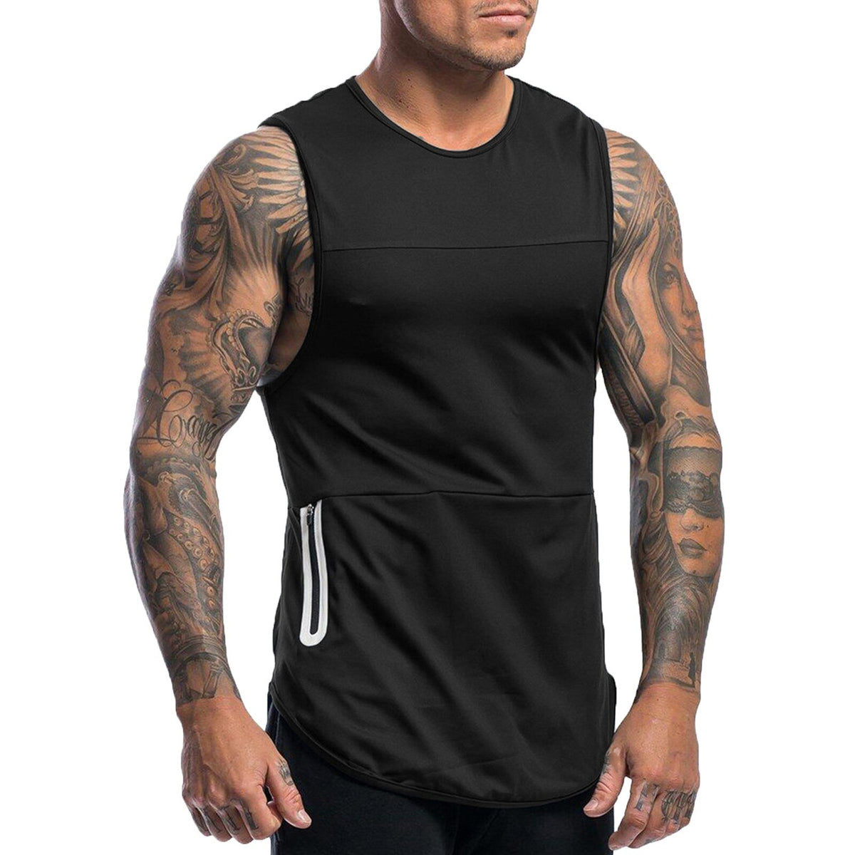 Camiseta sin mangas para hombre con bolsillo con cremallera, chaleco liso de verano deportivo sin mangas, chaleco de culturismo para hombre, ropa de gimnasio, ropa de hombre