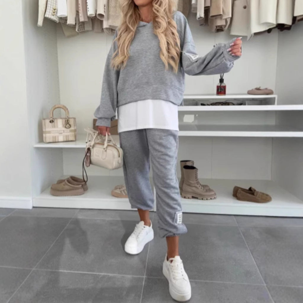 Conjunto Chándal con Capucha para Mujer – Color Liso Casual