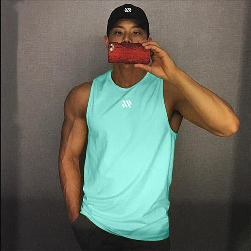 Camiseta de tirantes deportiva para hombre, de malla transpirable