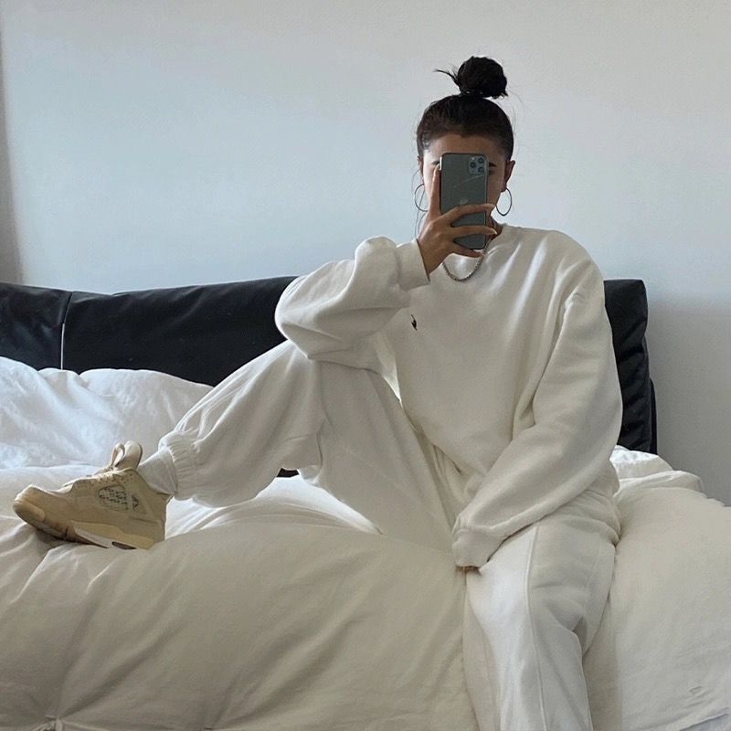 Floral Pattern Fashion Casual Tracksuit Set for Women, Loose Hoodie and Pants Two-Piece Outfit
