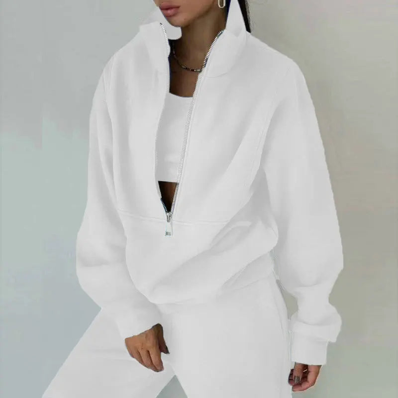 Women Zipper Hooded Tracksuit Sports 2 PCS Sets Sweatshirts Pullover Hoodies Pants Suit Home Sweatpants Trousers Outfits NEW