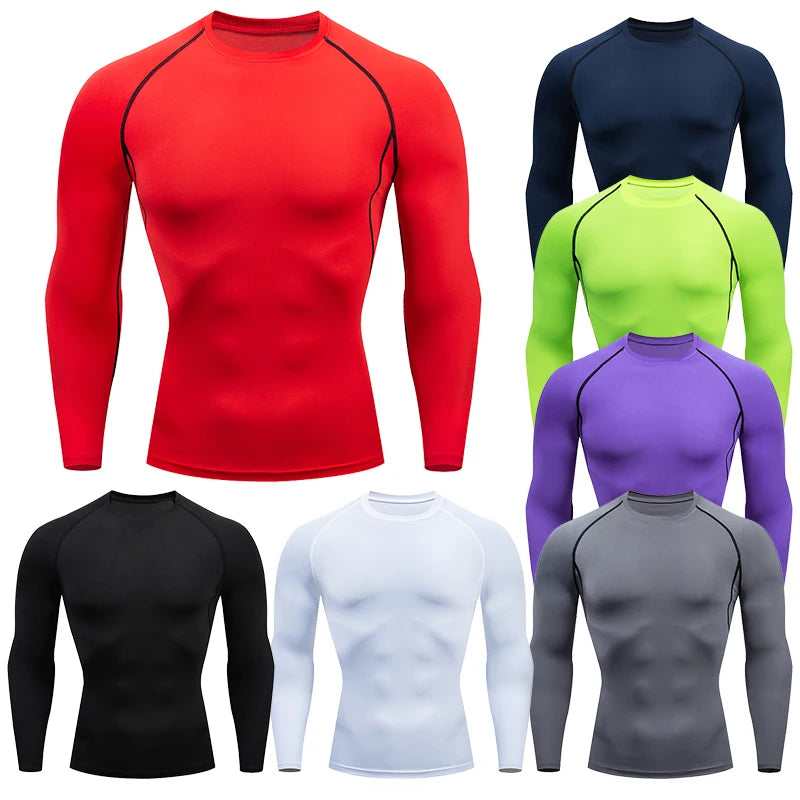 Camiseta deportiva de compresión de manga larga para hombre