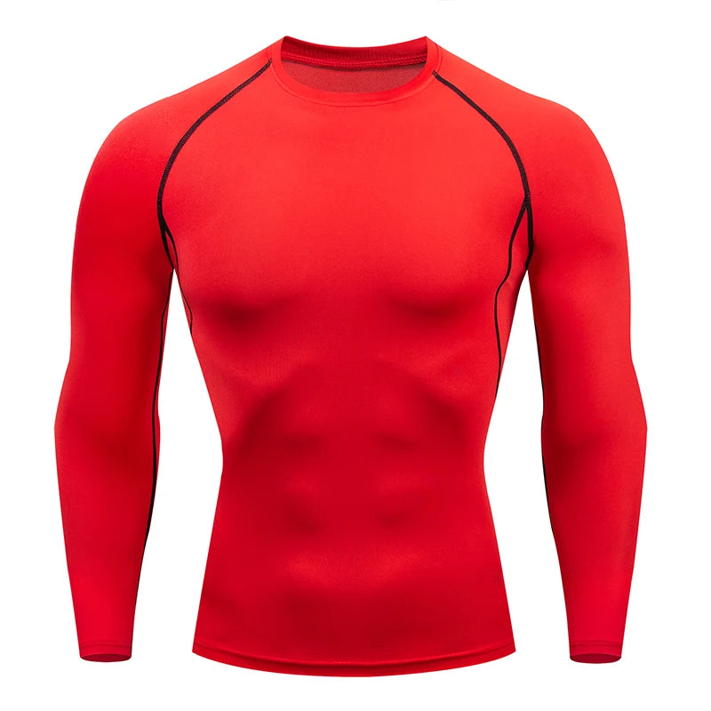 Camiseta de compresión para hombre, manga larga, para running, fitness, entrenamiento, jogging, gimnasio, deportiva, de secado rápido, rashguard