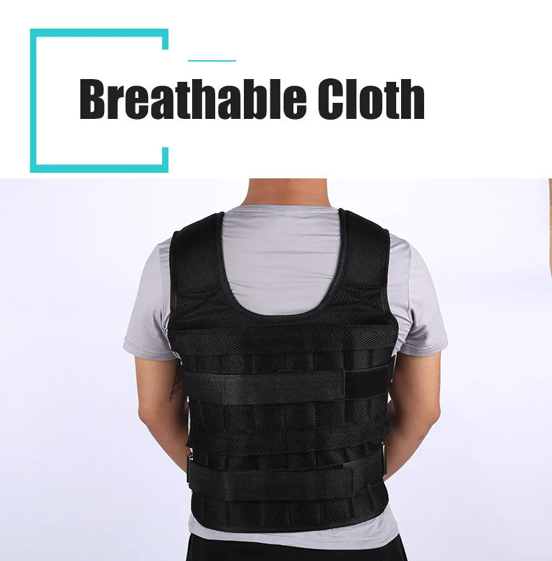 Chaleco lastrado de 30 kg para boxeo, entrenamiento con pesas, gimnasio, equipo de fitness, chaqueta de cintura ajustable, ropa de arena