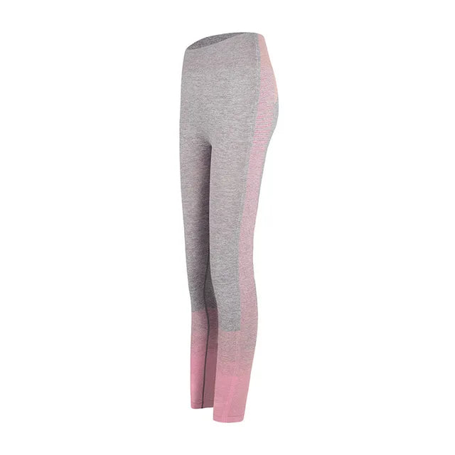 Conjunto Deportivo Mujer Sin Costuras Yoga Ropa de Gimnasio Mujer Conjunto de Leggings Largos Ombre de Manga Larga Cintura Alta Ropa de Gimnasio de Invierno Traje de Yoga Ajustado