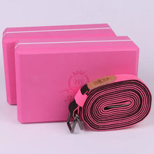 High-Density Hard Eva Yoga Block With Belt (Pink)-1