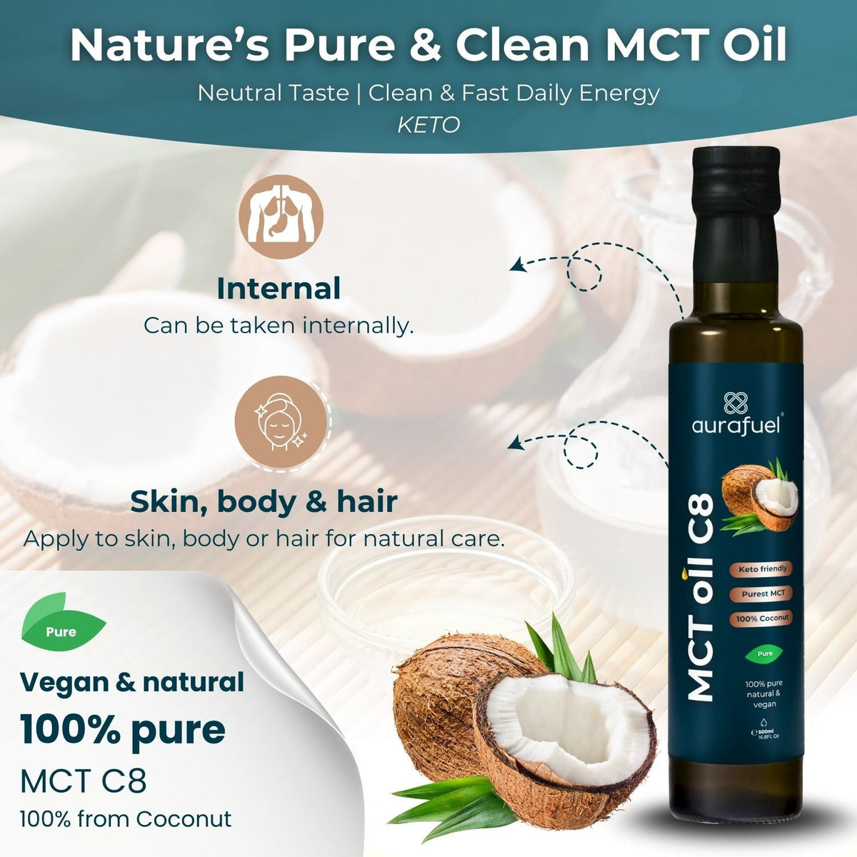Aceite de coco MCT C8 – 500 ml