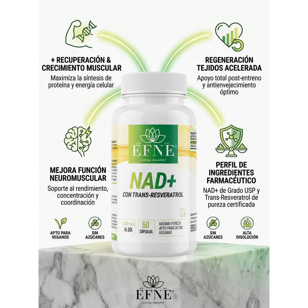 EFNE NAD con Trans-Resveratrol: El Activador de Longevidad para Quienes Viven al Máximo después de los 40