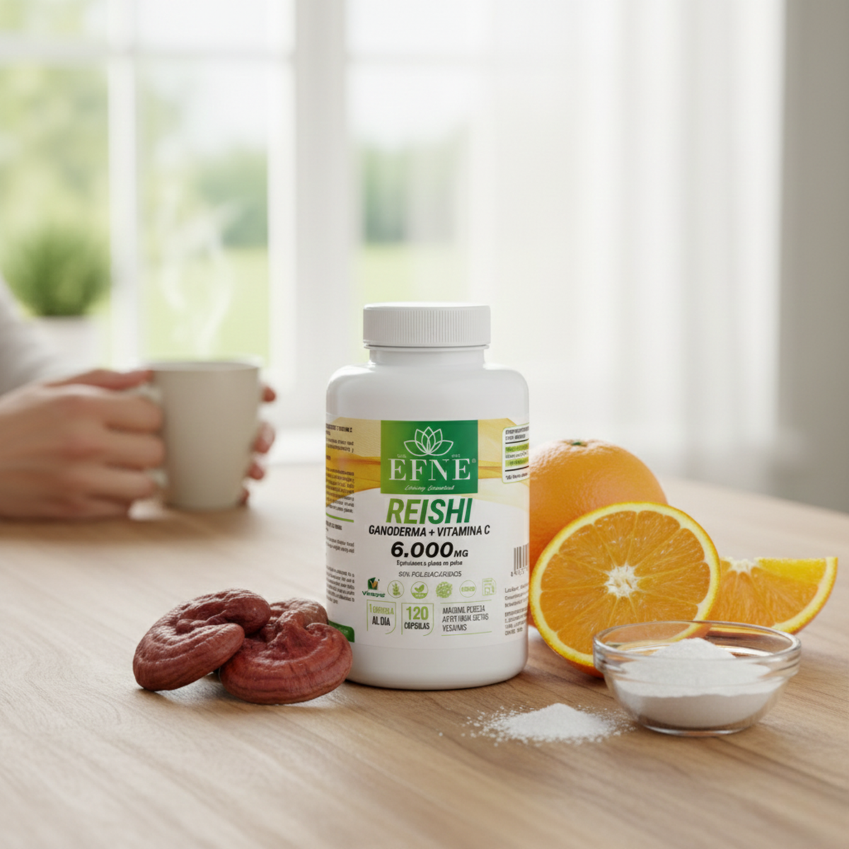 Reishi Ganoderma 6.000mg + Vitamina C EFNE: Refuerza Inmunidad y Controla el Estrés