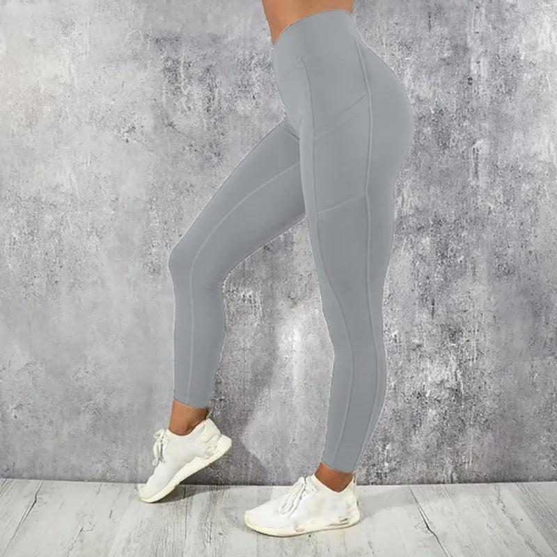 Leggings de Yoga Cintura Alta para Mujer – Con Bolsillos Laterales, Tobillo, Tejido Elástico