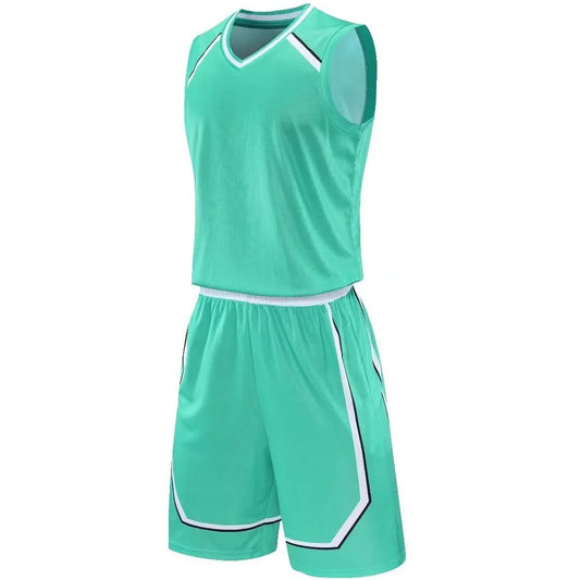 Plus Size Mens Custom Basketball Jersey Set Patchwork Color Design Quick Dry Tank Top and Shorts