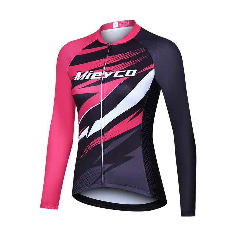 Women Cycling Jersey Long Sleeve Breathable Lightweight Spring Autumn Road Bike Top-1