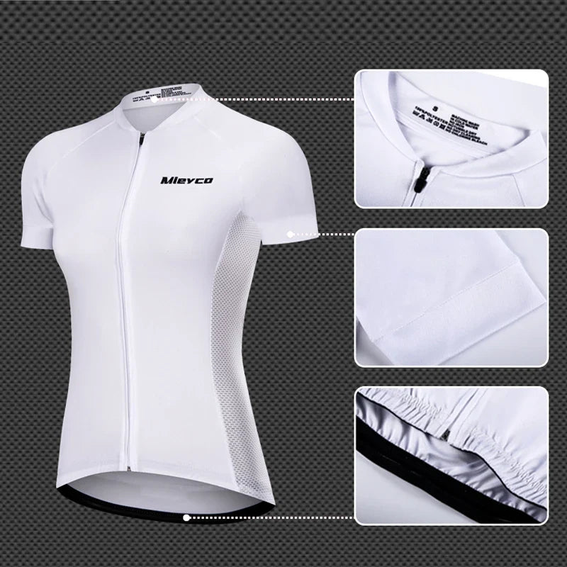 Women Cycling Jersey Summer MTB Bike Shirt Lightweight Breathable Reflective Cycling Top-4