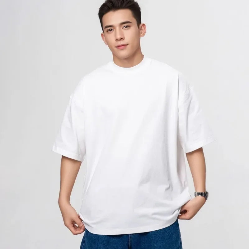 Camiseta de Algodón Cuello Redondo para Hombre – Corte Relajado y Manga Corta