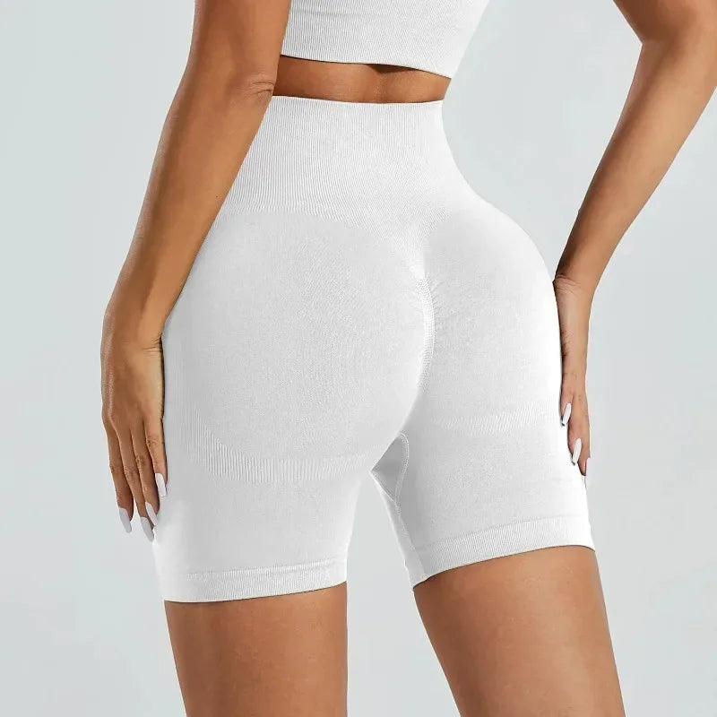 Women's High-Waist Knit Yoga Shorts with Stretch Fit for Training-3