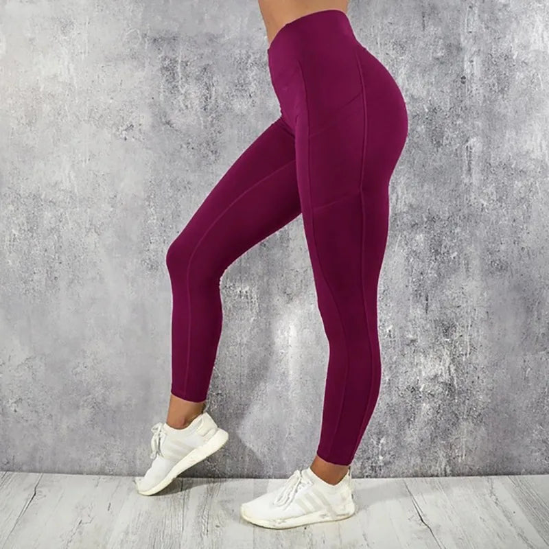 Leggings de Yoga Cintura Alta para Mujer – Con Bolsillos Laterales, Tobillo, Tejido Elástico