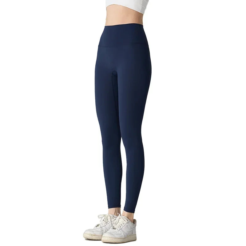 Women’s High-Waist Ankle-Length Yoga Leggings with Elastic Waist and Seam Pockets-0