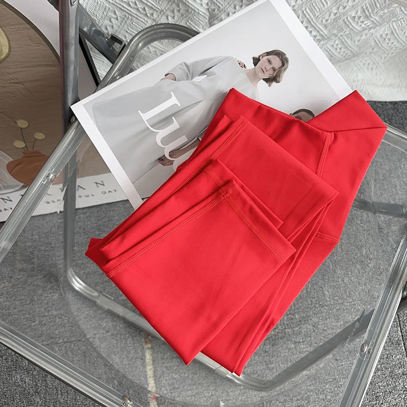 Women’s High-Waist Ankle-Length Yoga Leggings with Elastic Waist and Seam Pockets-15
