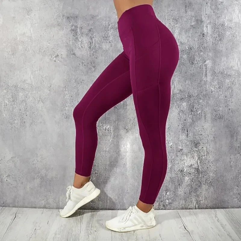 Leggings de Yoga Cintura Alta para Mujer – Con Bolsillos Laterales, Tobillo, Tejido Elástico