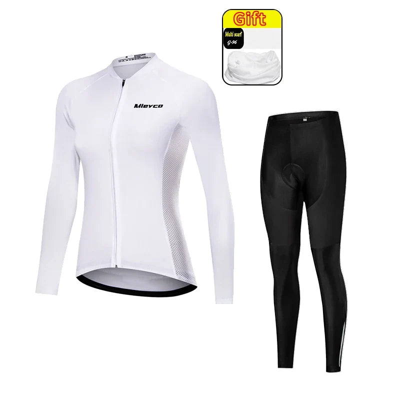 Kit Maillot Ciclismo Manga Larga para Mujer – Con Culotte Acolchado 5D, MTB, Primavera y Otoño