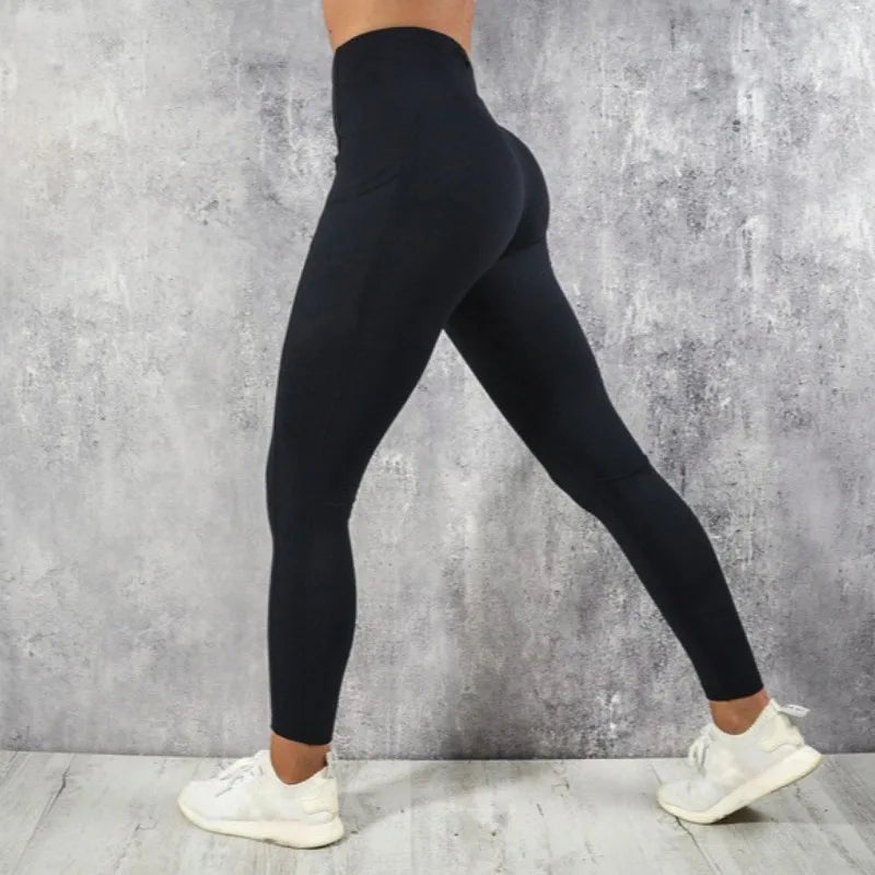Leggings de Yoga Cintura Alta para Mujer – Con Bolsillos Laterales, Tobillo, Tejido Elástico