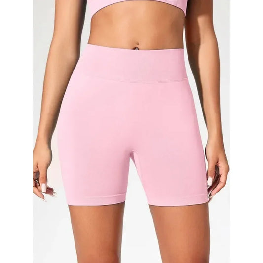 Shorts de Yoga Cintura Alta para Mujer – Tejido Knit Elástico, Ajuste Ceñido, Entrenamiento