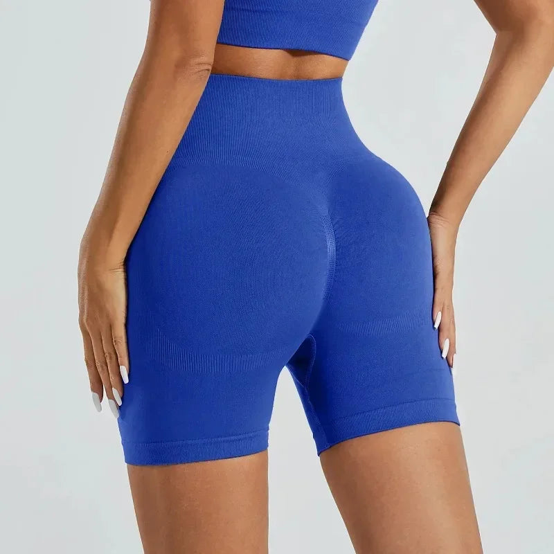 Shorts de Yoga Cintura Alta para Mujer – Tejido Knit Elástico, Ajuste Ceñido, Entrenamiento
