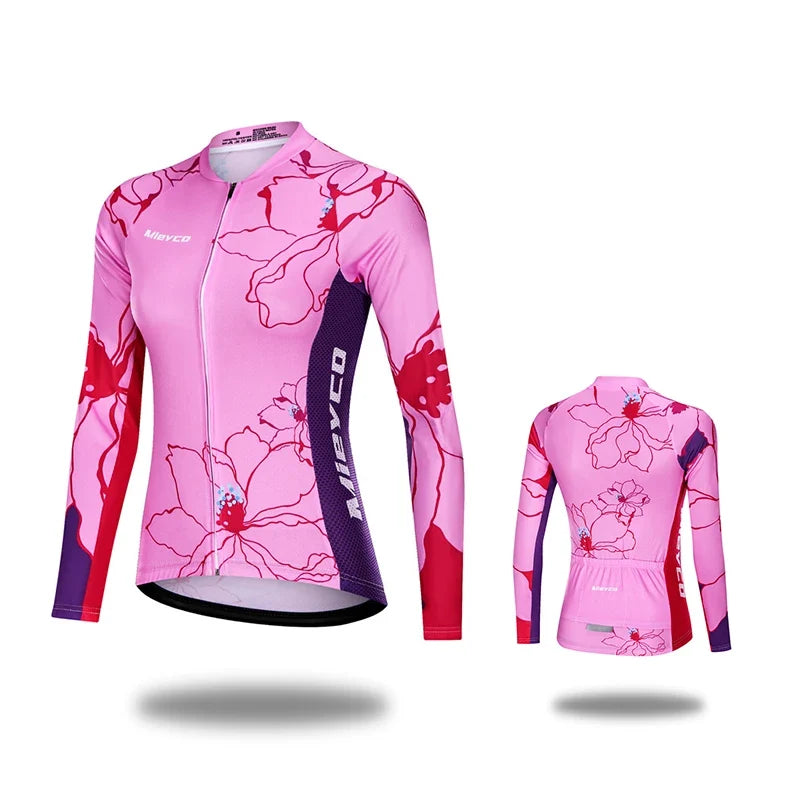 Women Cycling Jersey Long Sleeve Breathable Lightweight Spring Autumn Road Bike Top-16