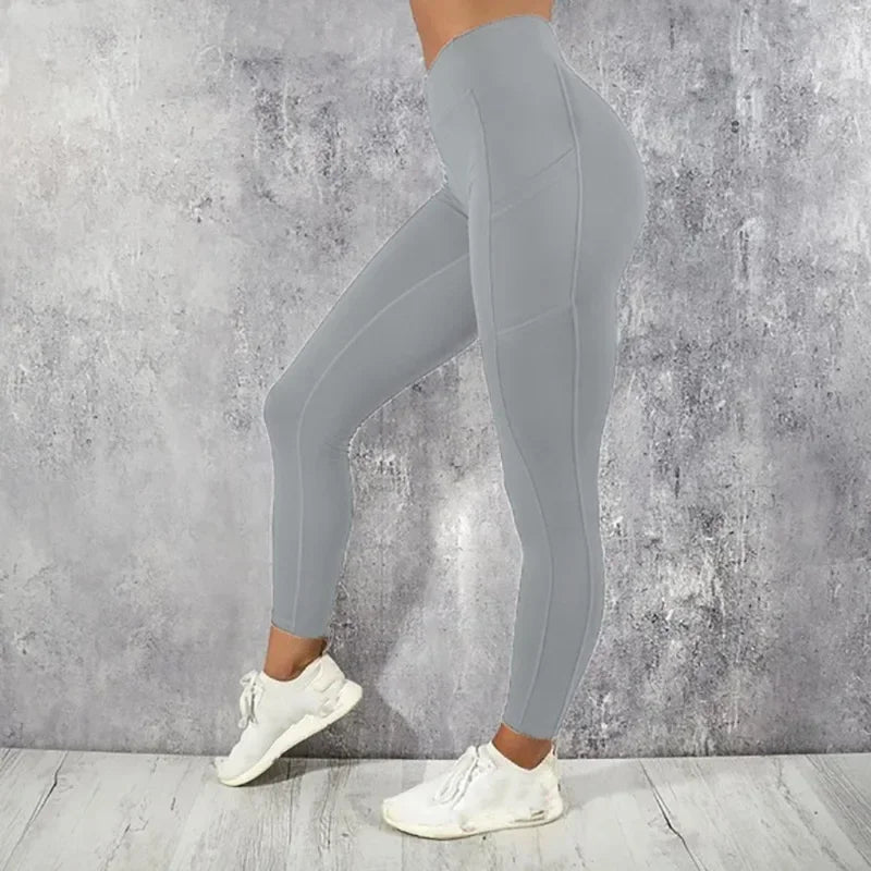 Leggings de Yoga Cintura Alta para Mujer – Con Bolsillos Laterales, Tobillo, Tejido Elástico