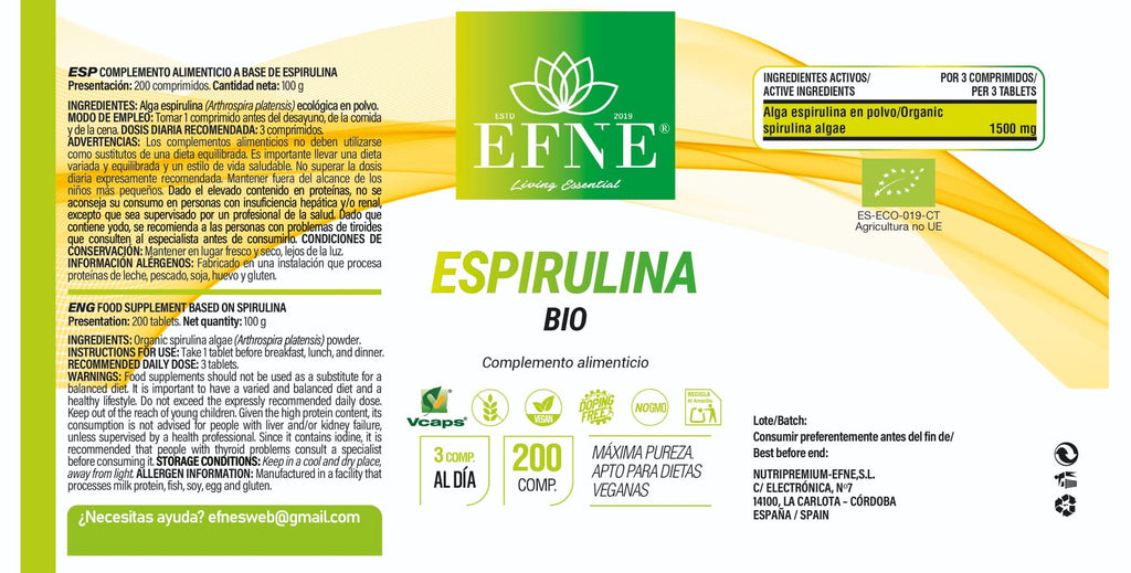 Espirulina BIO EFNE — 200 comprimidos