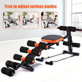 Banco Multifunction Gym 6 en 1 – Abdominales, Piernas y Core, Hierro, Naranja y Negro, 135x94cm