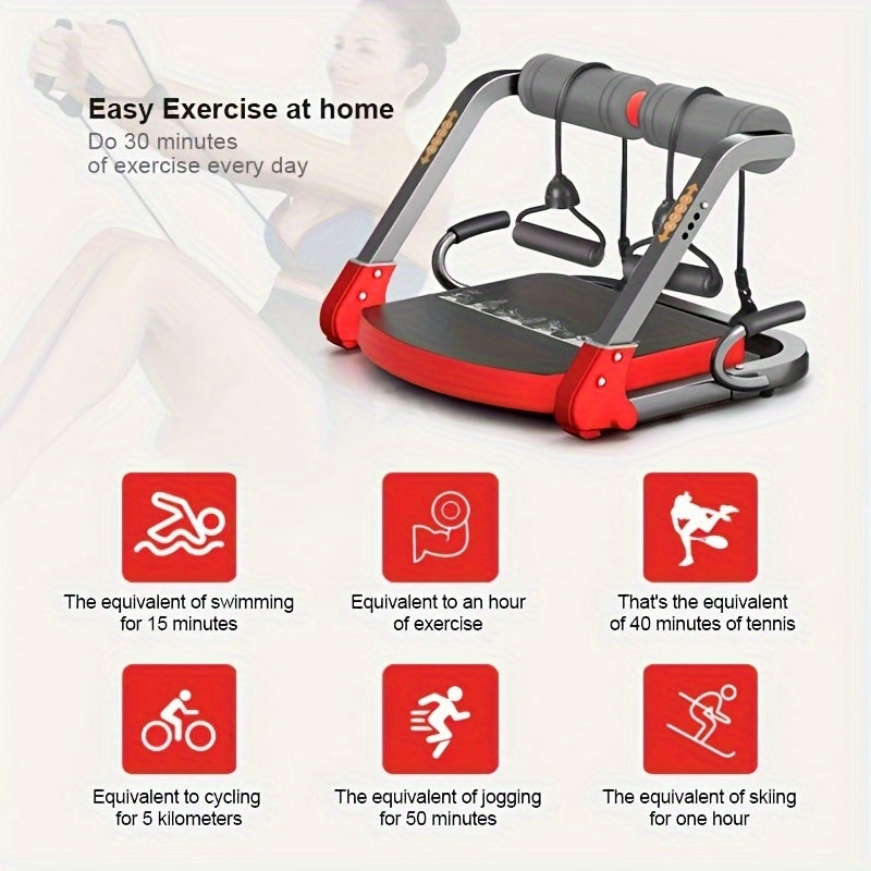 Entrenador Abdominal 6 en 1 para Core y Cintura – 21 Ejercicios, Hierro, Manual, Rojo