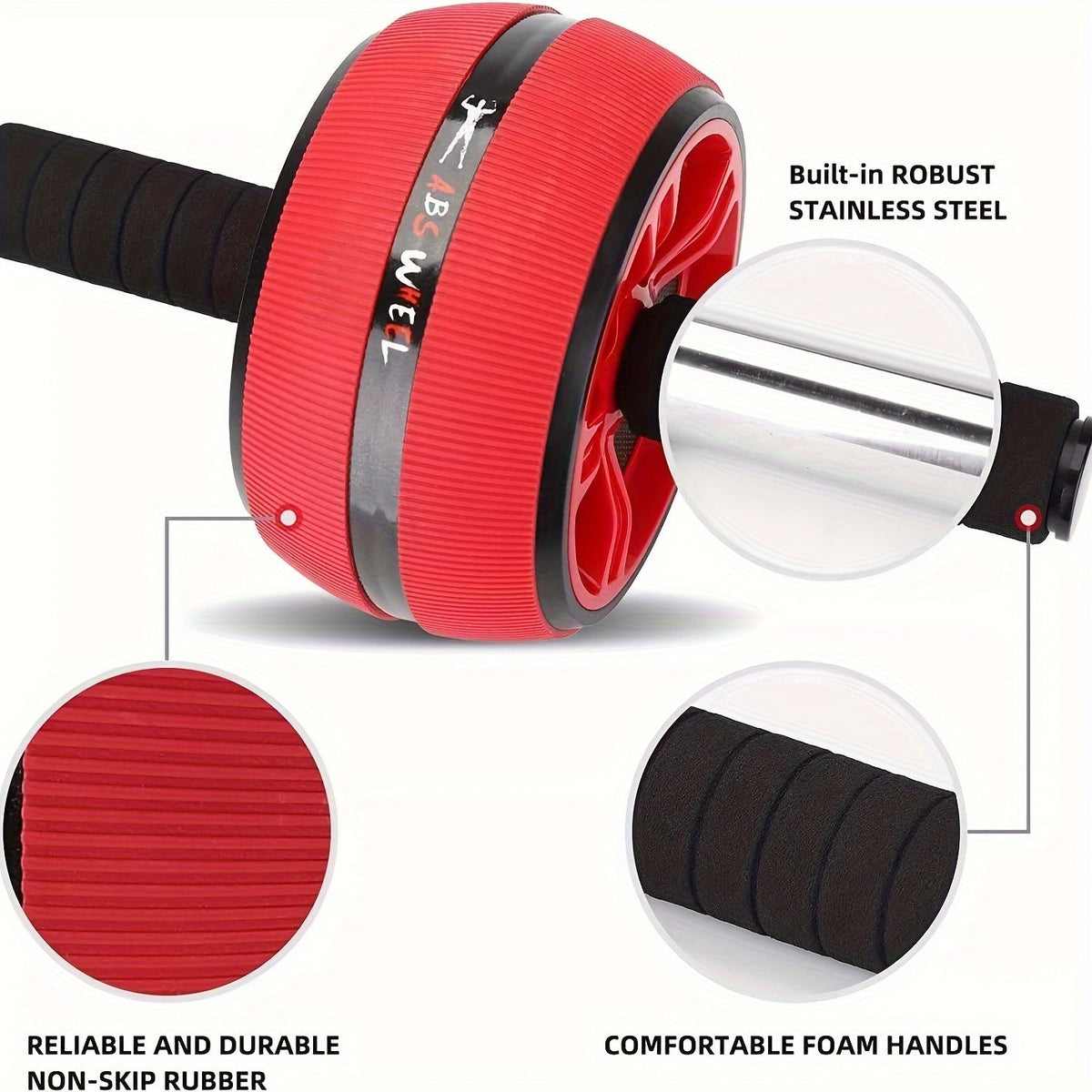 Wide Grip Ab Roller Wheel with Knee Pad-2