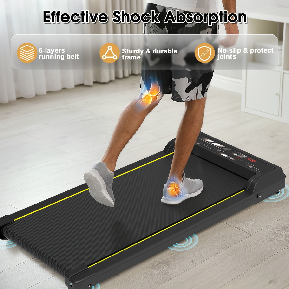 Cinta de Caminar bajo Escritorio para Oficina y Gym en Casa – 1-8 km/h, 120kg, Pantalla LED, Negro