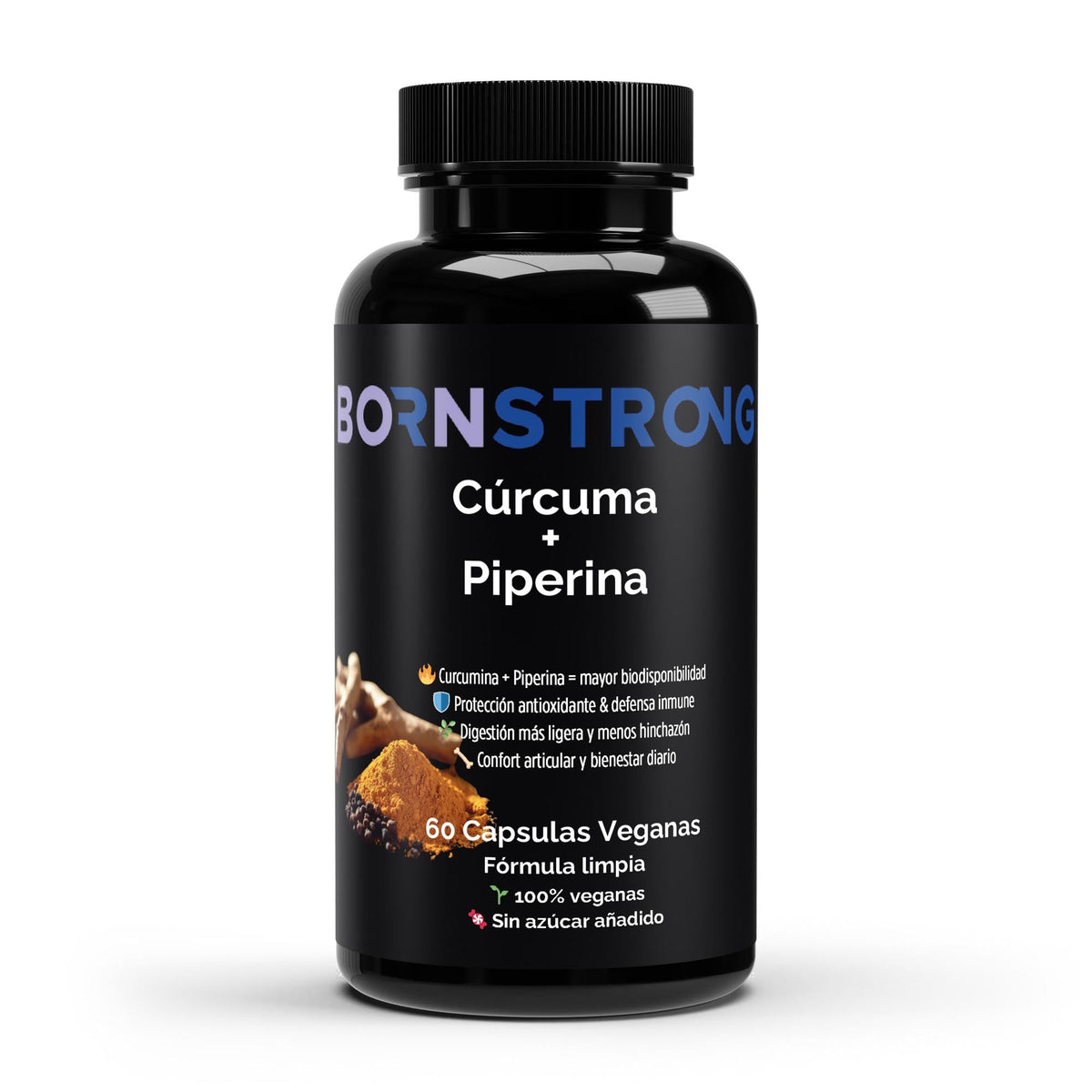 Cúrcuma + Piperina | 60 cápsulas | BornStrong
