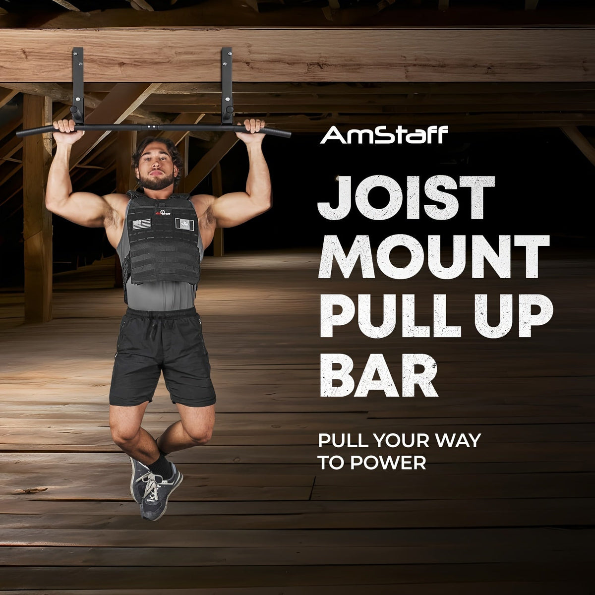 Wall-Mounted Stainless Steel Pull-Up Bar Black-3