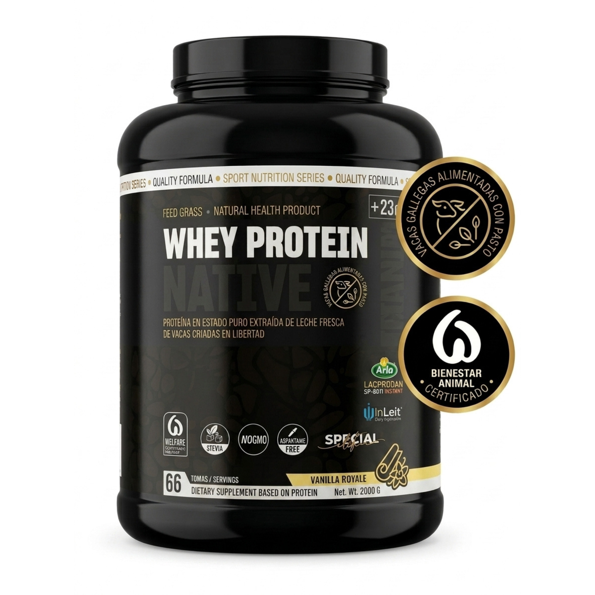 EFNE Whey Protein Native 2kg – Proteína Native Triple Patente (Arla, RENYLAC, InLeit) Sabor Vanilla Royale