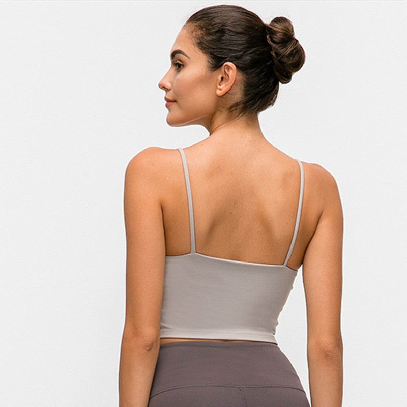 Top Deportivo con Aros Extraíbles para Mujer – Secado Rápido, Nailon, Yoga y Running