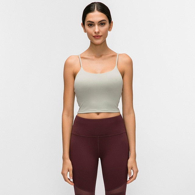 New Quick Dry Women Solid Vest-Type Yoga  with Removable Pads-11