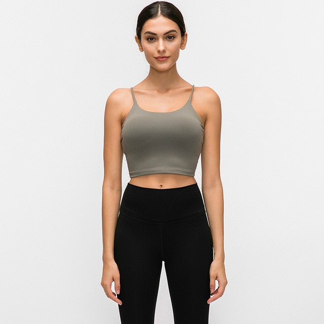 New Quick Dry Women Solid Vest-Type Yoga  with Removable Pads-8