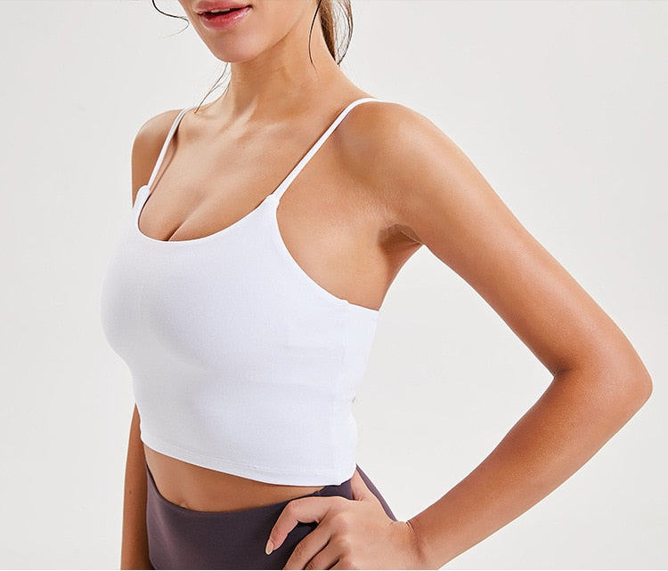 New Quick Dry Women Solid Vest-Type Yoga  with Removable Pads-1