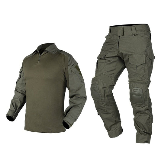 Traje Táctico G3 para Hombre – Camisa, Pantalón y Rodilleras, Camo Airsoft Militar