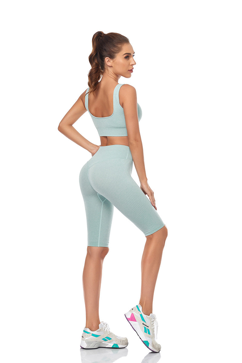 Conjunto Yoga Seamless 2 Piezas para Mujer – Sujetador Deportivo + Shorts, Fitness y Gym