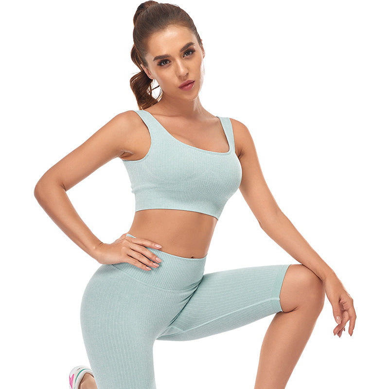 Conjunto Yoga Seamless 2 Piezas para Mujer – Sujetador Deportivo + Shorts, Fitness y Gym