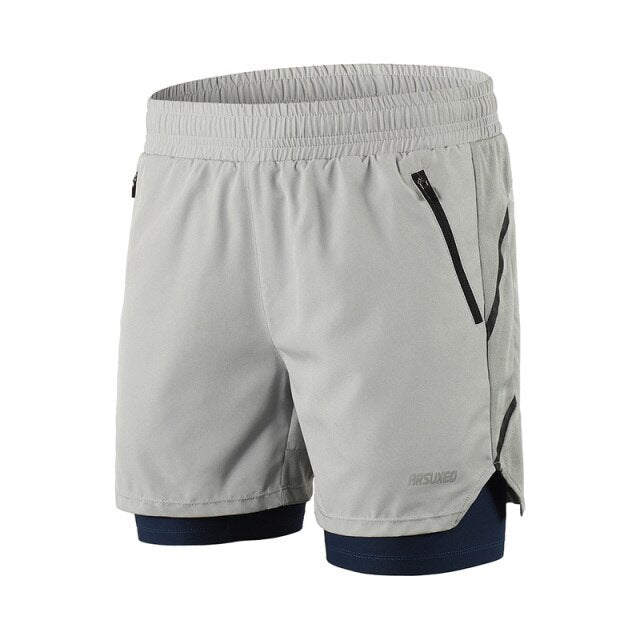 Shorts Running 2 en 1 para Hombre – Secado Rápido, Atlético, Bolsillo con Cremallera, Gym y Jogging