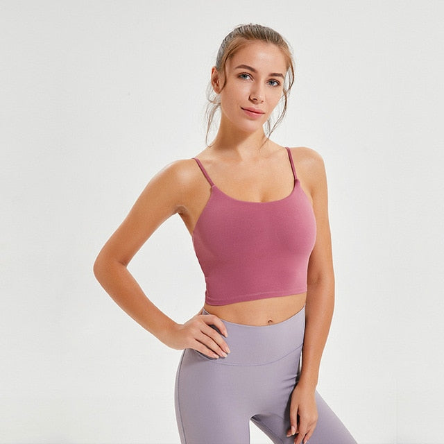 New Quick Dry Women Solid Vest-Type Yoga  with Removable Pads-7